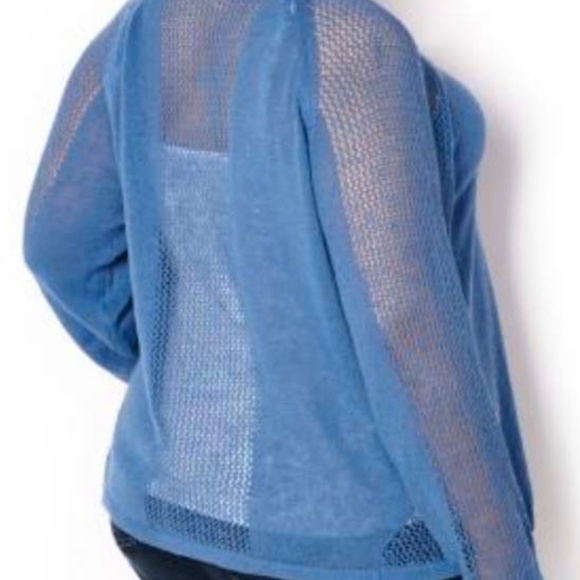 CARDIGAN, LINEN BLEND, DUTCH BLUE, SZ 4X, LONG SLEEVES, COOL MESH, PENNINGTONS, - Picture 2 of 6
